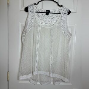 Torrid‎ 1 White Lace Crochet Mesh Sleeveless Swing Tank Top USA Made Festival
